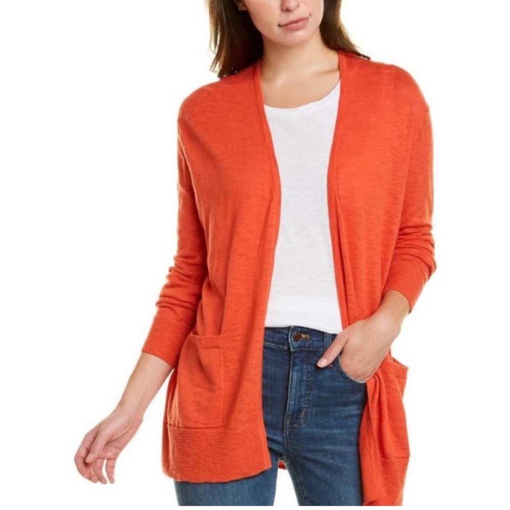Madewell orange cardigan with pockets